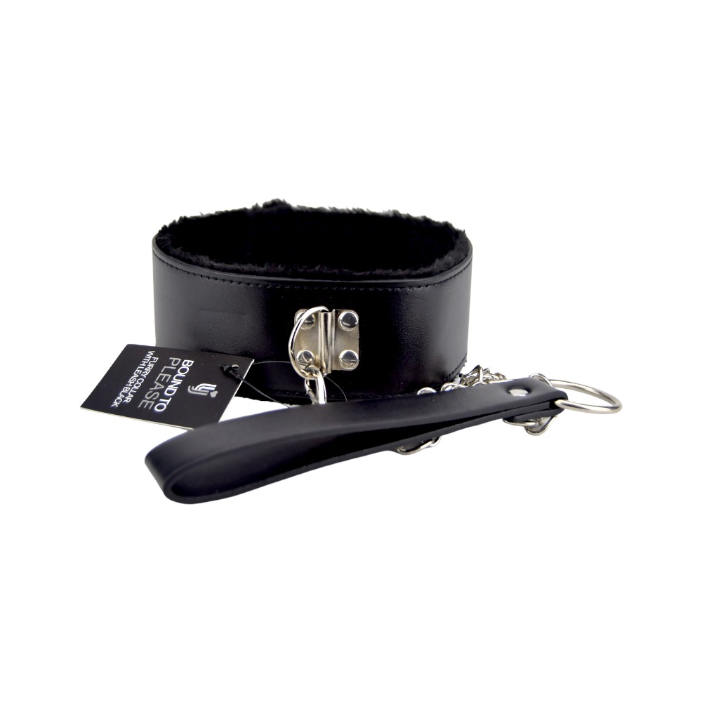bound to please furry collar with leash black 2 bound to please furry collar with leash black 2