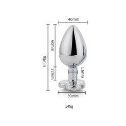 heart shaped metal butt plug silver large