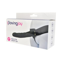 n11681 loving joy 8 inch hollow strap on black pkg 1