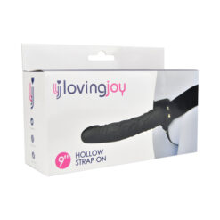 n11681 loving joy 8 inch hollow strap on black pkg 2