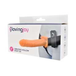 n11682 loving joy 7 inch vibrating hollow strap on vanilla pkg 1