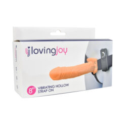 n11682 loving joy 7 inch vibrating hollow strap on vanilla pkg