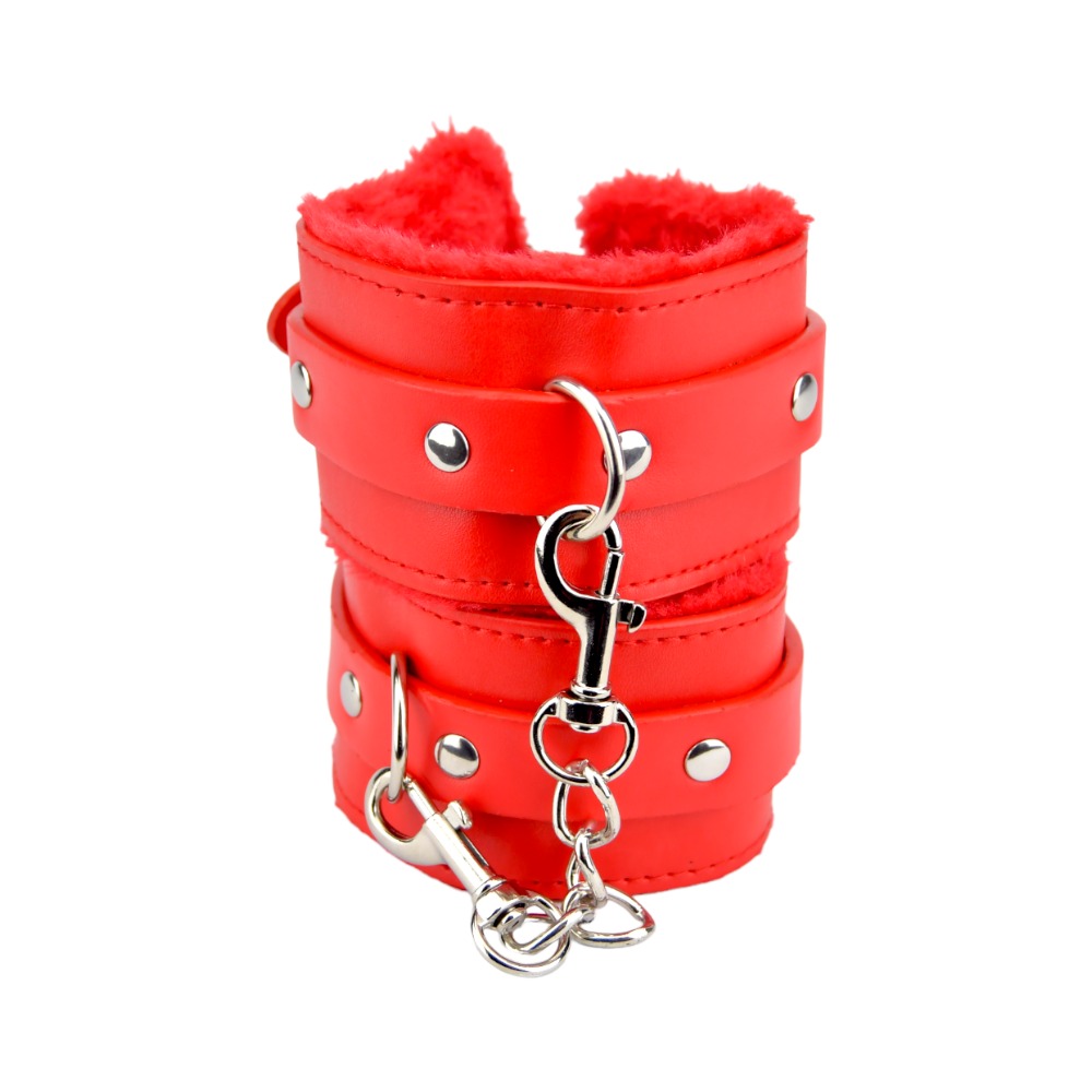 n11933 bound to please furry plush wrist cuffs red 1 n11933 bound to please furry plush wrist cuffs red 1