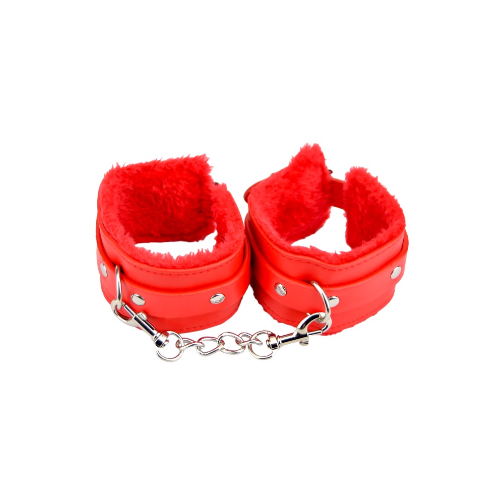 n11933 bound to please furry plush wrist cuffs red 2 n11933 bound to please furry plush wrist cuffs red 2