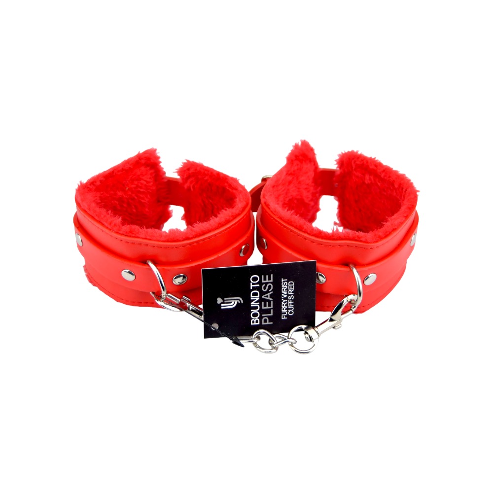 n11933 bound to please furry plush wrist cuffs red 5 n11933 bound to please furry plush wrist cuffs red 5