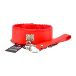 n11935 bound to please furry collar with leash red