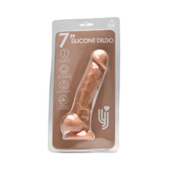 n12026 loving joy 7 inch realistic silicone dildo with suction cup and balls vanilla new pkg