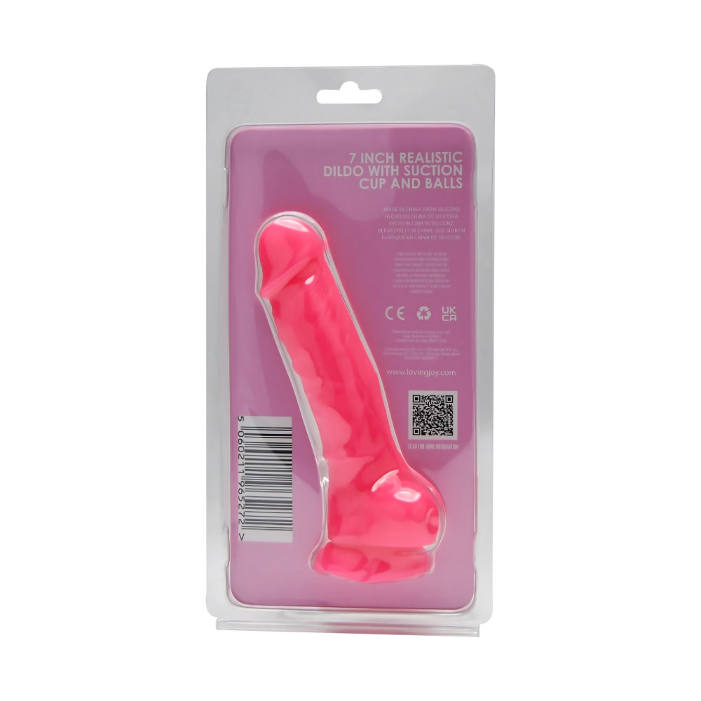 n12027 loving joy 7 inch realistic silicone dildo with suction cup and balls pink new pkg bk n12027 loving joy 7 inch realistic silicone dildo with suction cup and balls pink new pkg bk