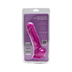 n12028 loving joy 7 inch realistic silicone dildo with suction cup and balls purple new pkg bk