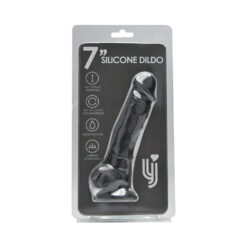 n12029 loving joy 7 inch realistic silicone dildo with suction cup and balls black new pkg