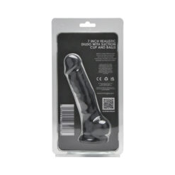 n12029 loving joy 7 inch realistic silicone dildo with suction cup and balls black new pkg bk