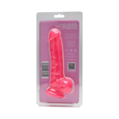 n12031 loving joy 8 inch realistic silicone dildo with suction cup and balls pink new pkg bk