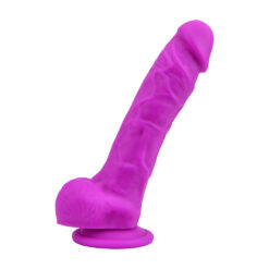 n12032 loving joy 8 inch realistic silicone dildo with suction cup and balls purple