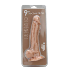 n12034 loving joy 9 inch realistic silicone dildo with suction cup and balls vanilla pkg hr
