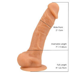 n12034 loving joy 9 inch realistic silicone dildo with suction cup and balls vanilla size hr scaled