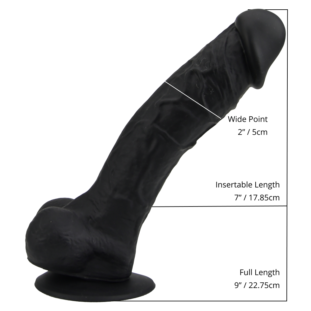 n12035 loving joy 9 inch realistic silicone dildo with suction cup and balls black size n12035 loving joy 9 inch realistic silicone dildo with suction cup and balls black size