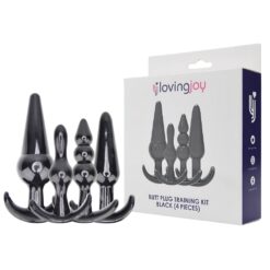 n12173 loving joy butt plug training kit black side by side
