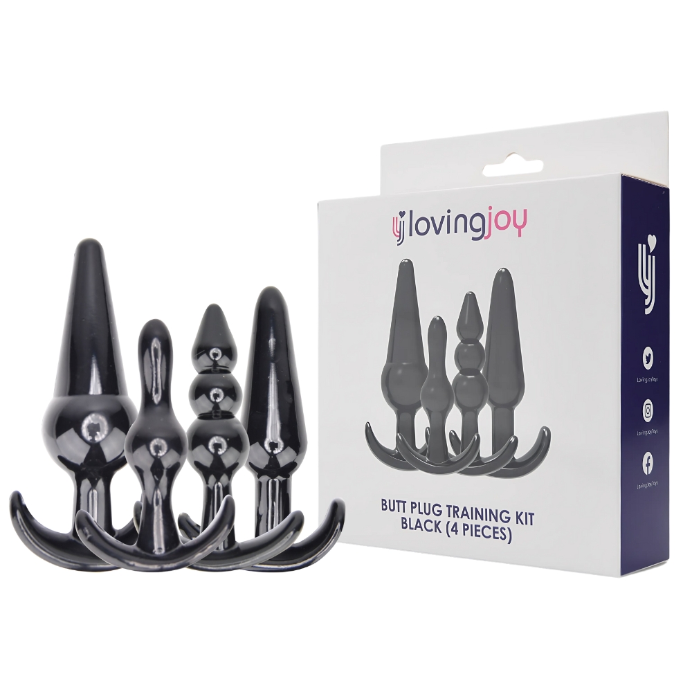 n12173 loving joy butt plug training kit black side by side n12173 loving joy butt plug training kit black side by side