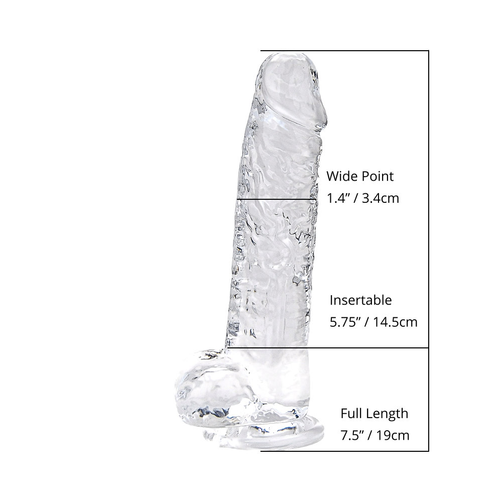 n12186 loving joy 7 inch dildo with balls clear size n12186 loving joy 7 inch dildo with balls clear size