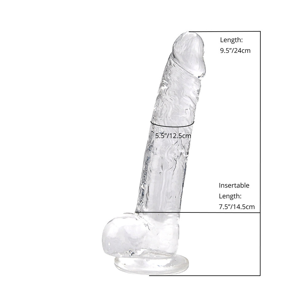 n12188 loving joy 9 inch dildo with balls clear measurements wr n12188 loving joy 9 inch dildo with balls clear measurements wr