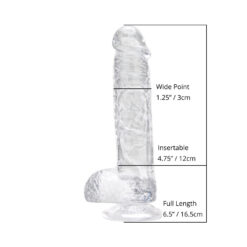 n12201 loving joy 6 inch dildo with balls clear sizing