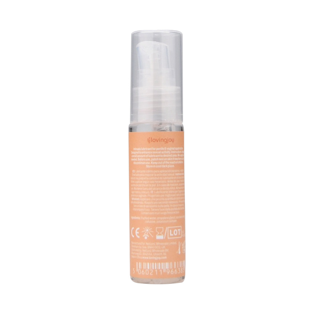 n12437 loving joy peach flavoured lubricant 30ml back n12437 loving joy peach flavoured lubricant 30ml back