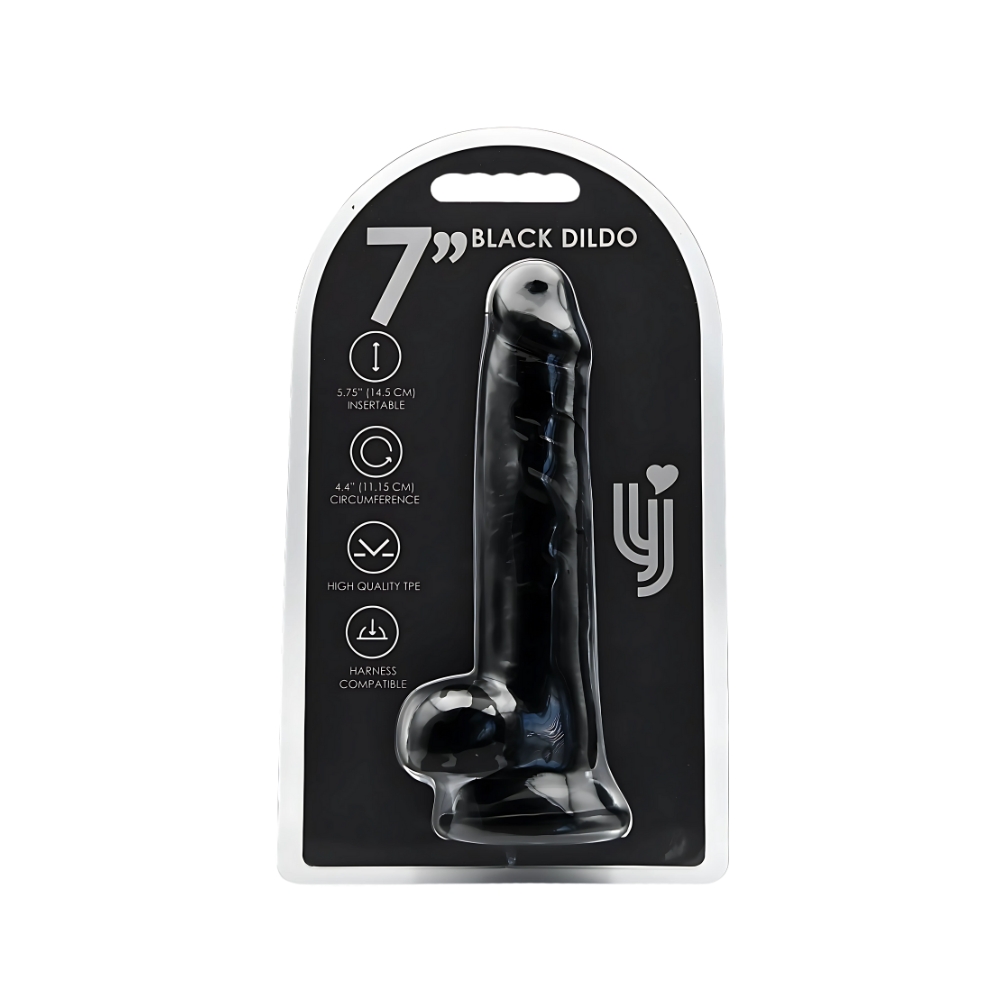n12628 loving joy 7 inch dildo with balls black 4 n12628 loving joy 7 inch dildo with balls black 4