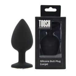 n12813 toosh black silicone butt plug large pkg duo