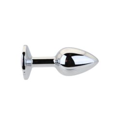 n12814 toosh silver metal butt plug small clear stone 1