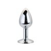 n12814 toosh silver metal butt plug small clear stone