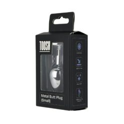 n12814 toosh silver metal butt plug small clear stone pkg 1