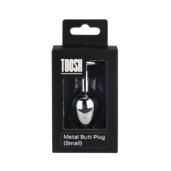 n12814 toosh silver metal butt plug small clear stone pkg