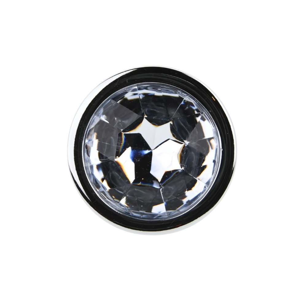 n12815 toosh silver metal butt plug medium clear stone jewel n12815 toosh silver metal butt plug medium clear stone jewel