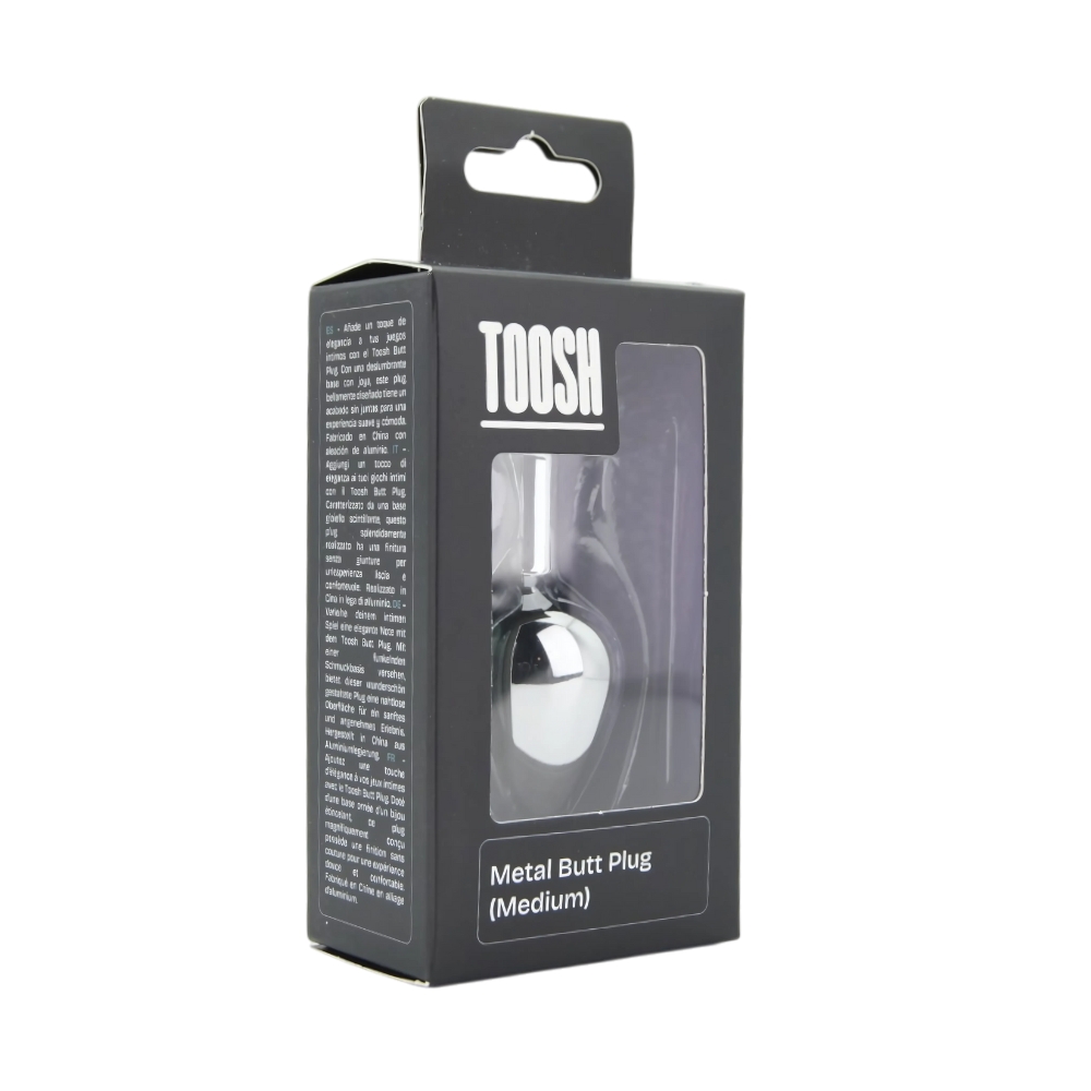 n12815 toosh silver metal butt plug medium clear stone pkg 1 n12815 toosh silver metal butt plug medium clear stone pkg 1
