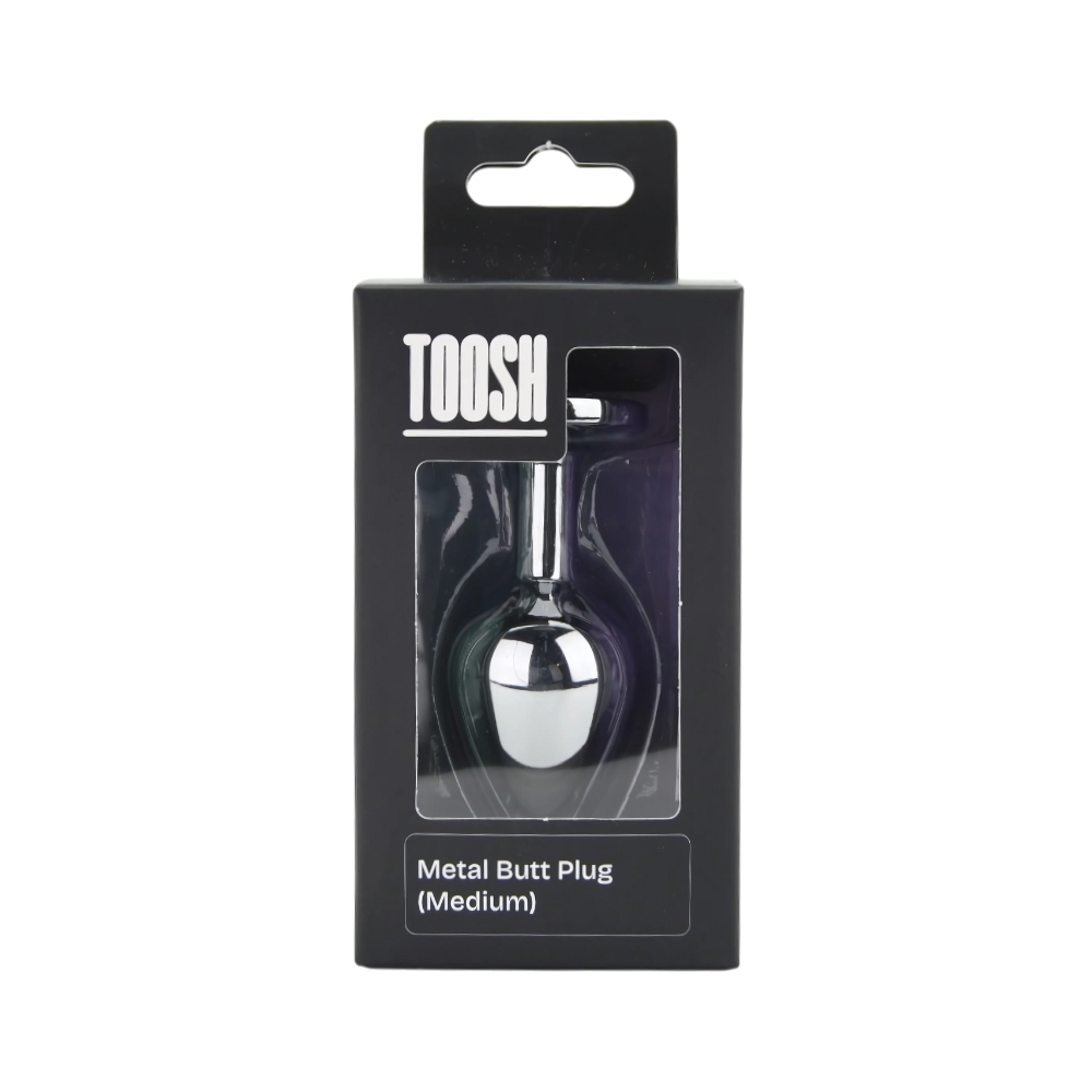 n12815 toosh silver metal butt plug medium clear stone pkg n12815 toosh silver metal butt plug medium clear stone pkg