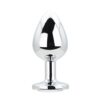 n12816 toosh silver metal butt plug large clear stone