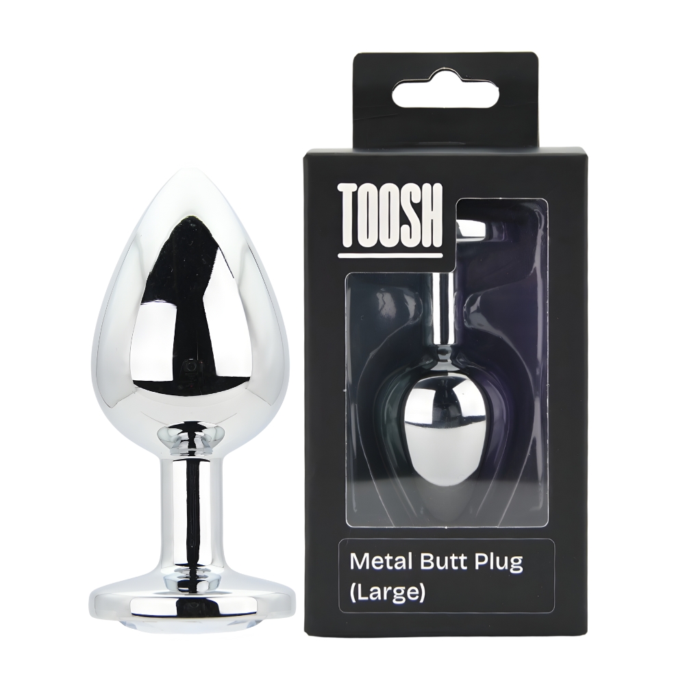 n12816 toosh silver metal butt plug large clear stone pkg duo n12816 toosh silver metal butt plug large clear stone pkg duo