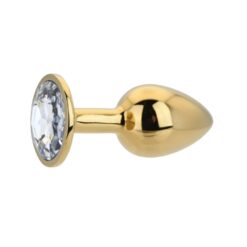n12817 toosh gold metal butt plug small clear stone