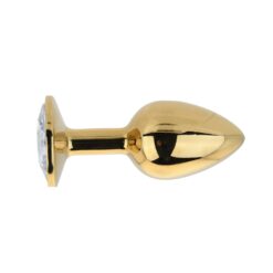 n12817 toosh gold metal butt plug small clear stone 6