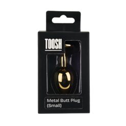 n12817 toosh gold metal butt plug small clear stone pkg