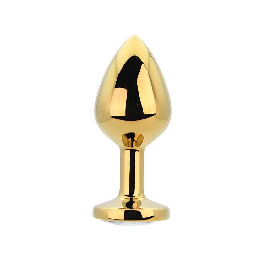 n12818 toosh gold metal butt plug medium clear stone n12818 toosh gold metal butt plug medium clear stone