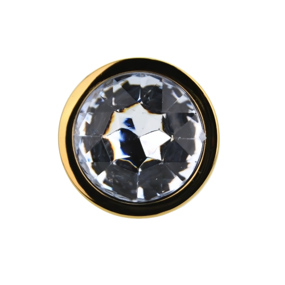 n12818 toosh gold metal butt plug medium clear stone jewel n12818 toosh gold metal butt plug medium clear stone jewel