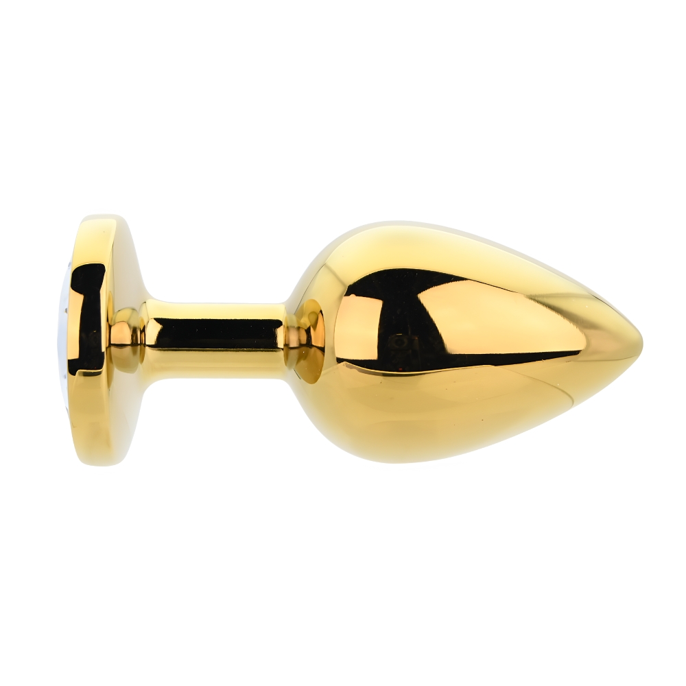n12819 toosh gold metal butt plug large clear stone 1 n12819 toosh gold metal butt plug large clear stone 1