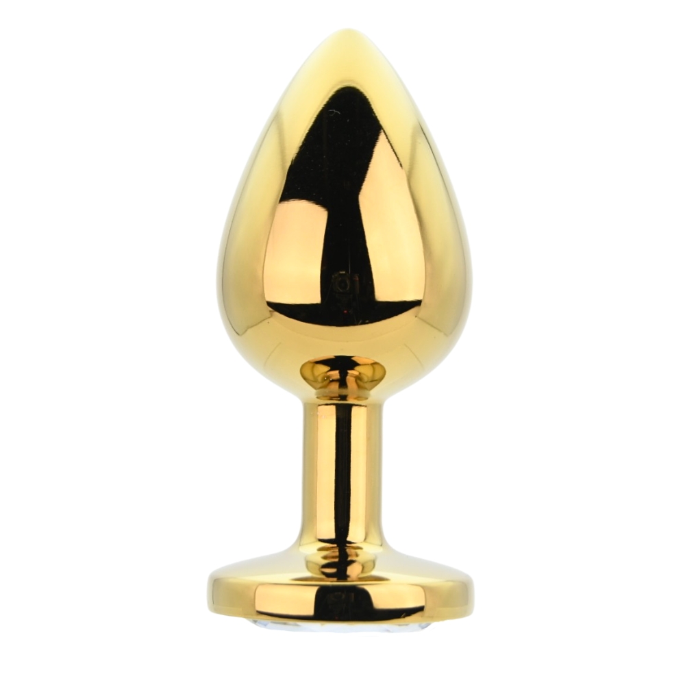 n12819 toosh gold metal butt plug large clear stone n12819 toosh gold metal butt plug large clear stone