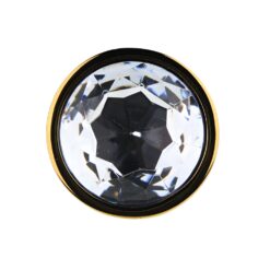n12819 toosh gold metal butt plug large clear stone stone
