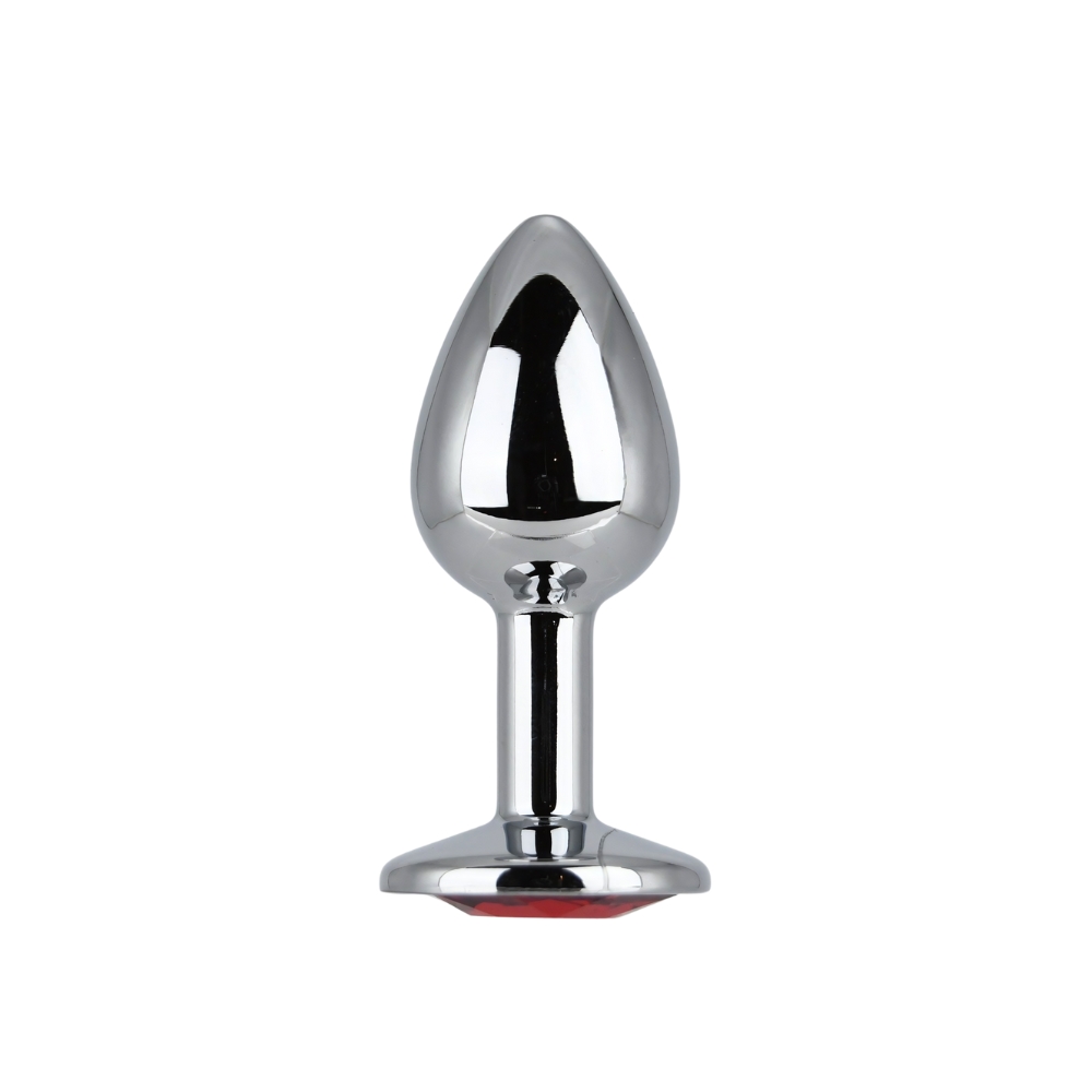 n12820 toosh silver metal butt plug small red stone 1 n12820 toosh silver metal butt plug small red stone 1