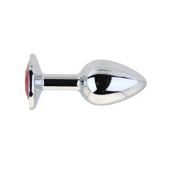 n12820 toosh silver metal butt plug small red stone both 2