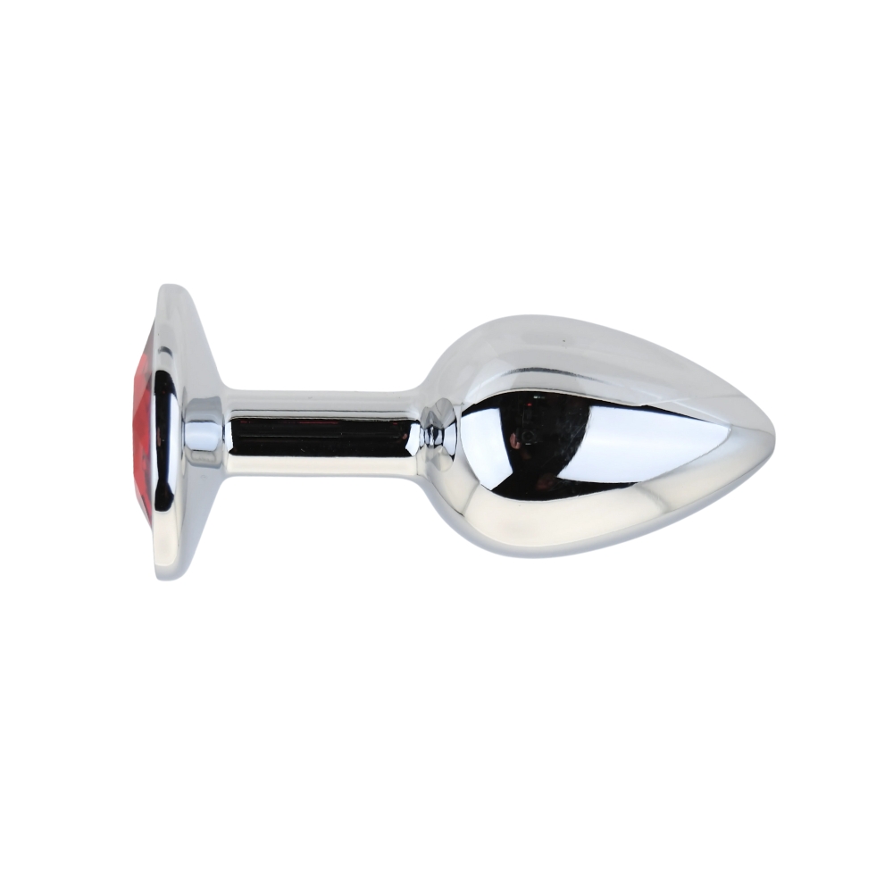 n12820 toosh silver metal butt plug small red stone both 2 n12820 toosh silver metal butt plug small red stone both 2
