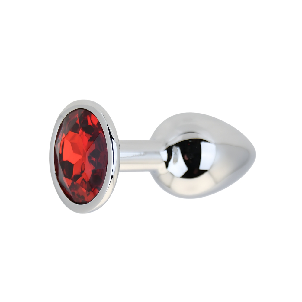 n12820 toosh silver metal butt plug small red stone both 3 n12820 toosh silver metal butt plug small red stone both 3