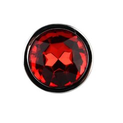 n12820 toosh silver metal butt plug small red stone jewel